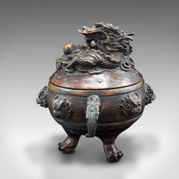 Antique Decorative Censer, Chinese, Bronze, Incense Burner, Dragon, Victorian