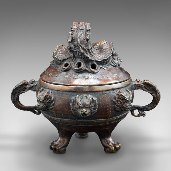 Antique Decorative Censer, Chinese, Bronze, Incense Burner, Dragon, Victorian