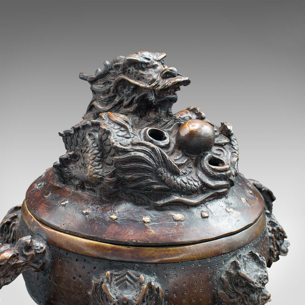 Antique Decorative Censer, Chinese, Bronze, Incense Burner, Dragon, Victorian