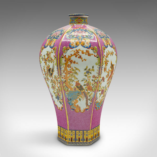 Antique Hexagonal Posy Vase, Chinese, Ceramic, Baluster Urn, Victorian, Qing