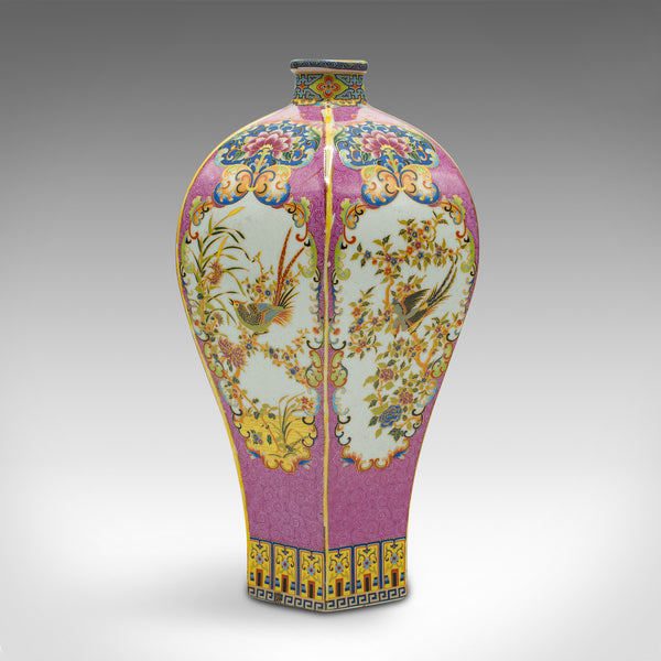 Antique Hexagonal Posy Vase, Chinese, Ceramic, Baluster Urn, Victorian, Qing