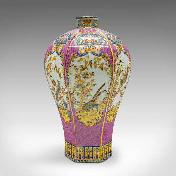 Antique Hexagonal Posy Vase, Chinese, Ceramic, Baluster Urn, Victorian, Qing