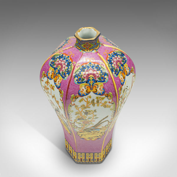 Antique Hexagonal Posy Vase, Chinese, Ceramic, Baluster Urn, Victorian, Qing