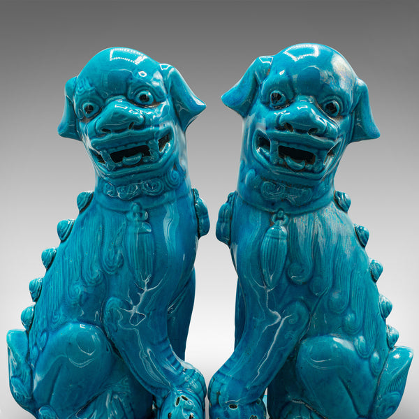 Pair Of Vintage Dog Statues, Oriental, Dog of Fo, Bookends, Art Deco, Circa 1940