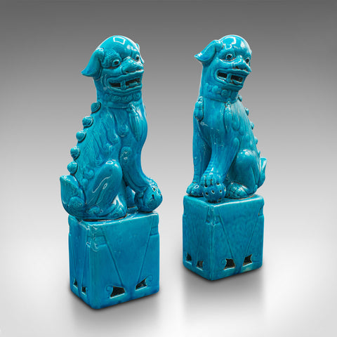 Pair Of Vintage Dog Statues, Oriental, Dog of Fo, Bookends, Art Deco, Circa 1940