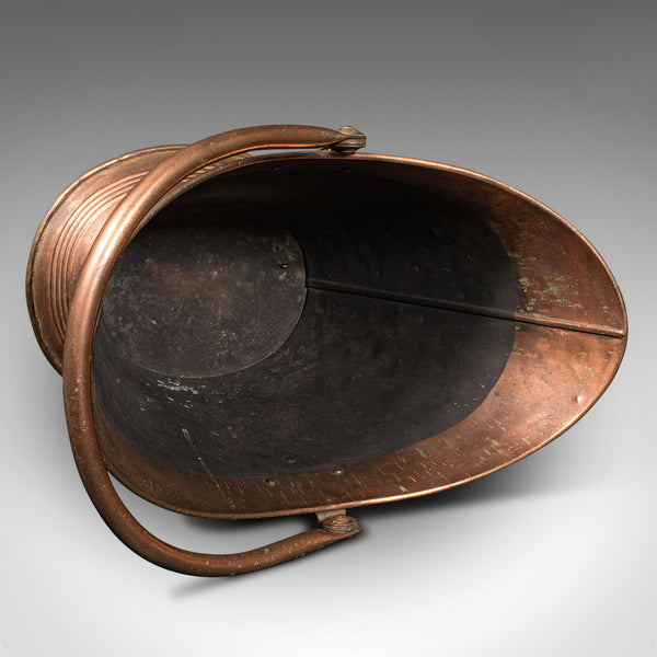 Antique Fireside Bin, English, Copper, Firewood Store, Coal Scuttle, Victorian