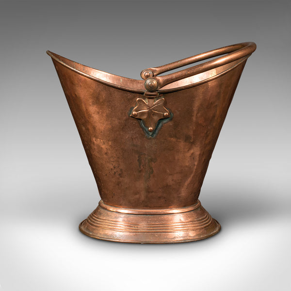Antique Fireside Bin, English, Copper, Firewood Store, Coal Scuttle, Victorian
