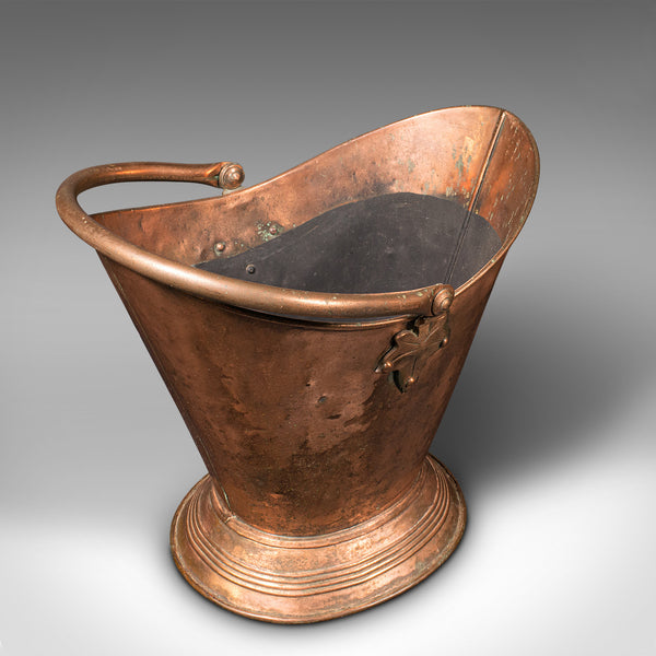 Antique Fireside Bin, English, Copper, Firewood Store, Coal Scuttle, Victorian