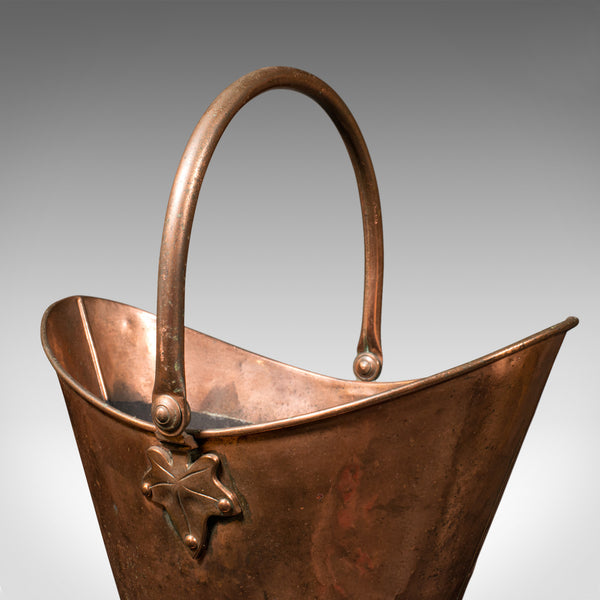 Antique Fireside Bin, English, Copper, Firewood Store, Coal Scuttle, Victorian