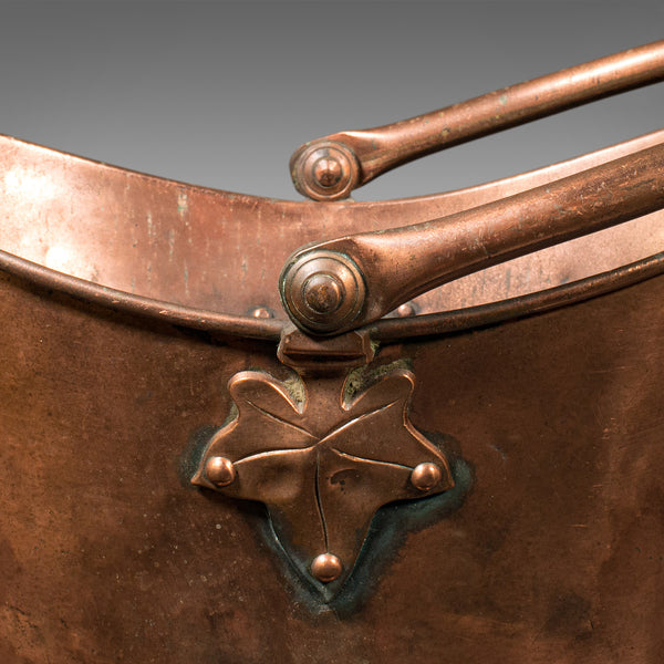 Antique Fireside Bin, English, Copper, Firewood Store, Coal Scuttle, Victorian