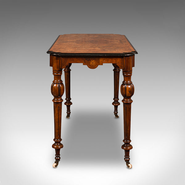 Antique Marquetry Centre Table, English, Walnut, Inlaid, Side, Hall, Victorian