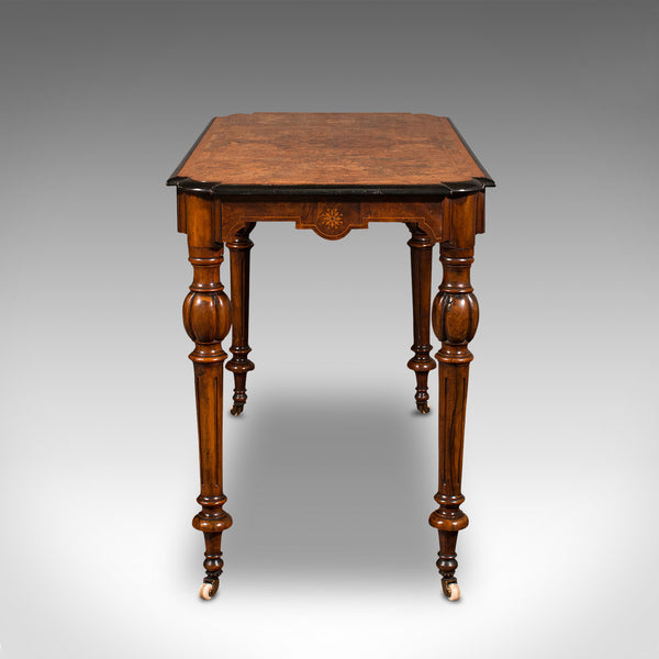 Antique Marquetry Centre Table, English, Walnut, Inlaid, Side, Hall, Victorian