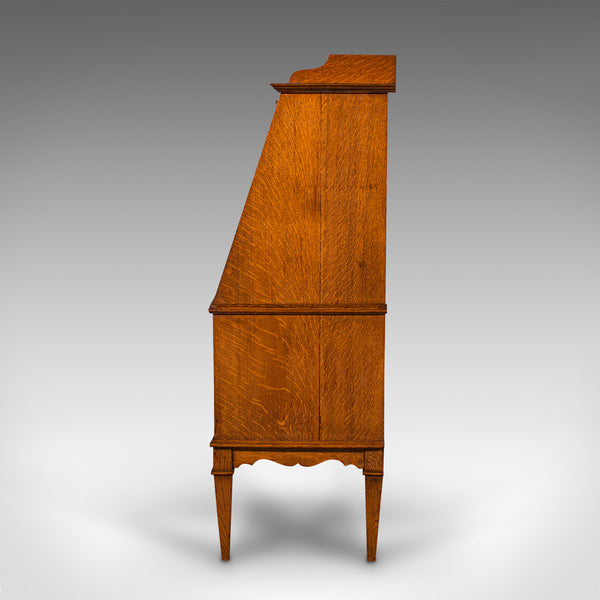 Antique Metamorphic Drink Cabinet, English Oak, Bureau Form, Cocktail, Victorian