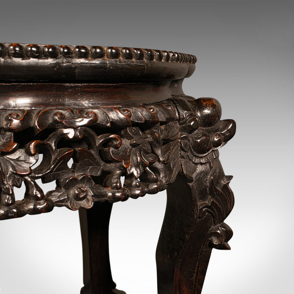 Small Antique Lamp Table, Chinese, Marble, Wine, Vase Stand, Victorian, C.1900