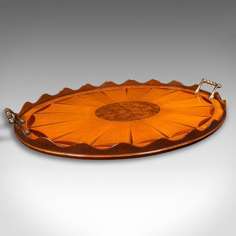 Antique Decorative Serving Tray, English, Satinwood, Afternoon Tea, Victorian
