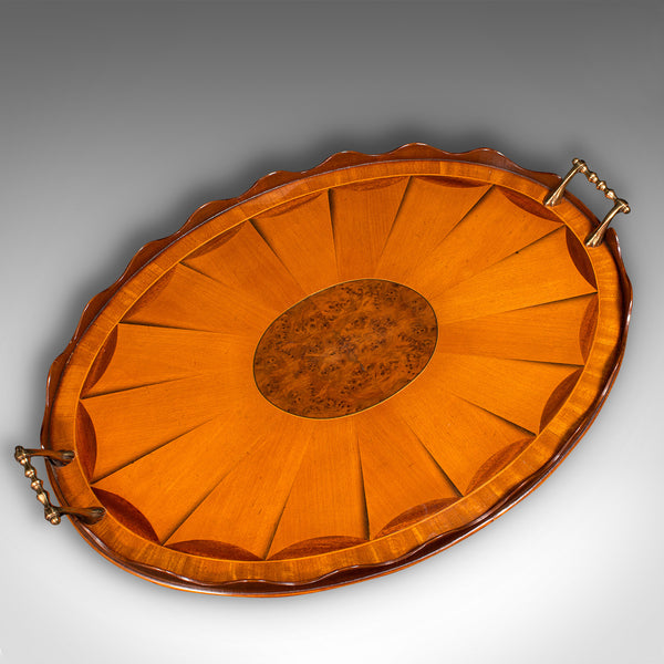 Antique Decorative Serving Tray, English, Satinwood, Afternoon Tea, Victorian