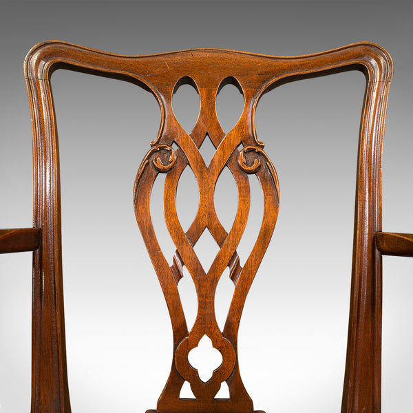 Set of 10 Antique Carver Dining Chairs, English, Chippendale Revival, Victorian