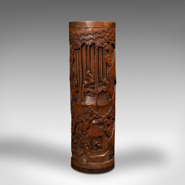 Antique Dry Flower Vases, Chinese, Bamboo, Bitong, Brush Pot, Qing, Victorian