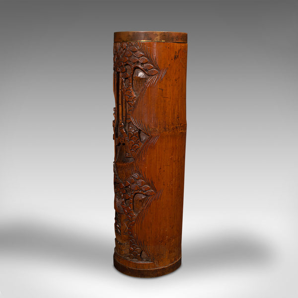 Antique Dry Flower Vases, Chinese, Bamboo, Bitong, Brush Pot, Qing, Victorian