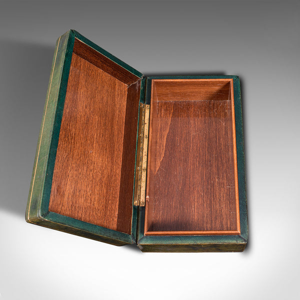 Antique Desk Box, Italian, Leather, Keepsake, Lidded Case, After Asprey, C.1920