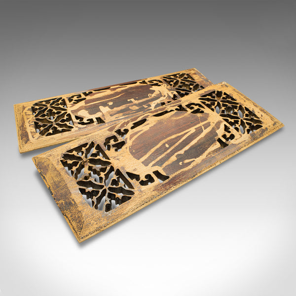 Pair Of Antique Decorative Panels, Japanese, Carved Fretwork, Victorian, C.1900