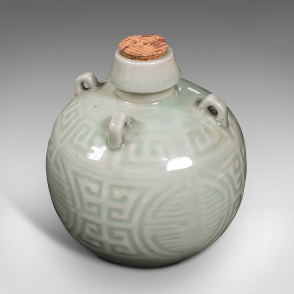 Antique Spirit Pot, Chinese, Celadon Ceramic, Gourd, Pouring Jug, Victorian