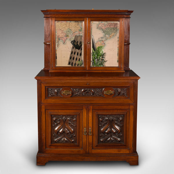 Antique Secretaire Sideboard, English, Correspondence Cabinet, Victorian, C.1900
