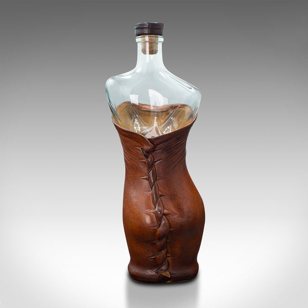 Set of 2 Vintage Couture Spirit Bottles, French, Glass, Wine Vessel, Female Form
