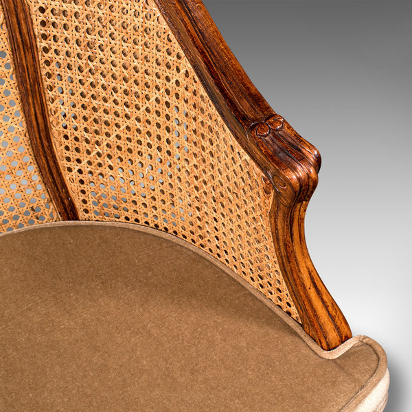 Pair Of Vintage Bergere Armchairs, French, Beech, Cane, Elbow Chair, Circa 1960