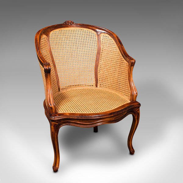 Pair Of Vintage Bergere Armchairs, French, Beech, Cane, Elbow Chair, Circa 1960