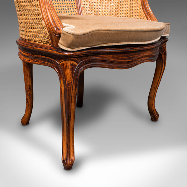 Pair Of Vintage Bergere Armchairs, French, Beech, Cane, Elbow Chair, Circa 1960