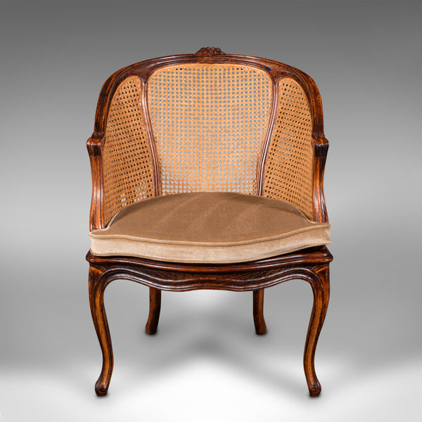 Pair Of Vintage Bergere Armchairs, French, Beech, Cane, Elbow Chair, Circa 1960