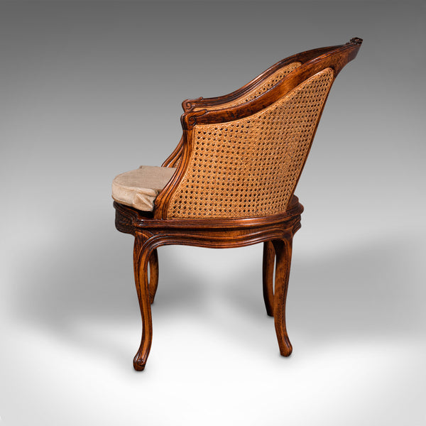 Pair Of Vintage Bergere Armchairs, French, Beech, Cane, Elbow Chair, Circa 1960