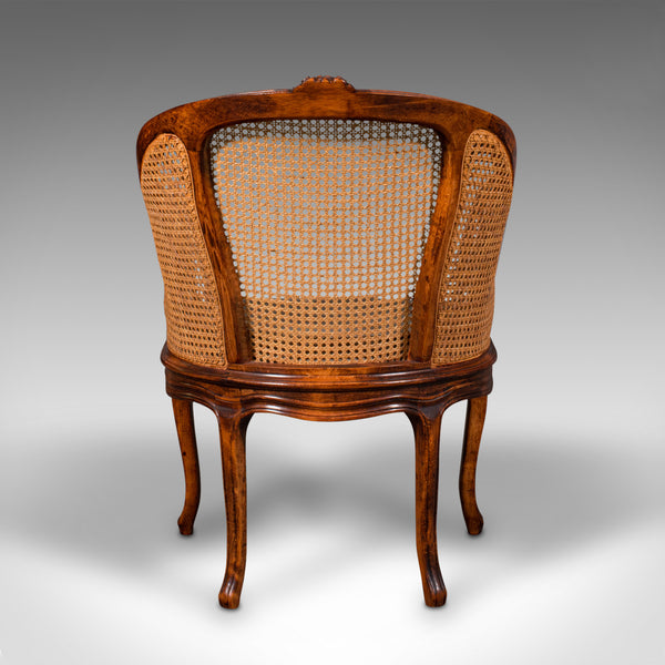 Pair Of Vintage Bergere Armchairs, French, Beech, Cane, Elbow Chair, Circa 1960