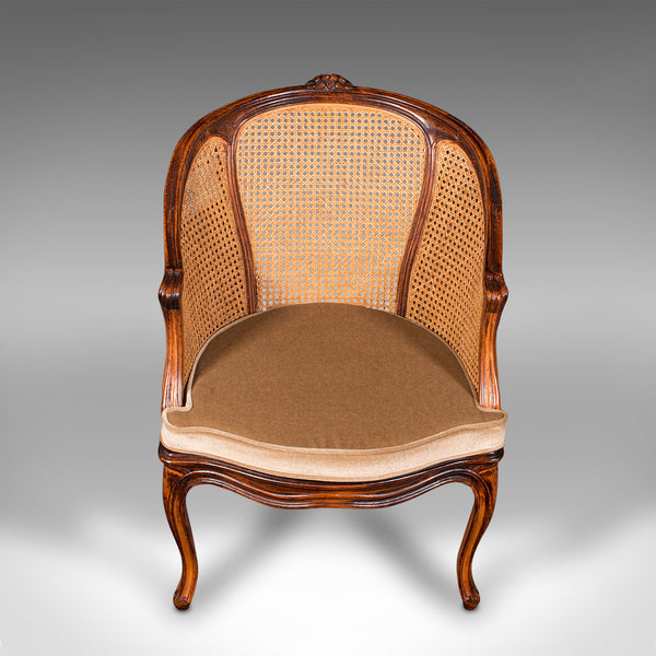 Pair Of Vintage Bergere Armchairs, French, Beech, Cane, Elbow Chair, Circa 1960