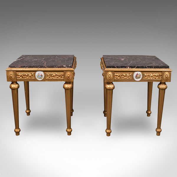 Pair Of Vintage Bedside Tables, Continental, Giltwood, Side, Lamp, Nightstand