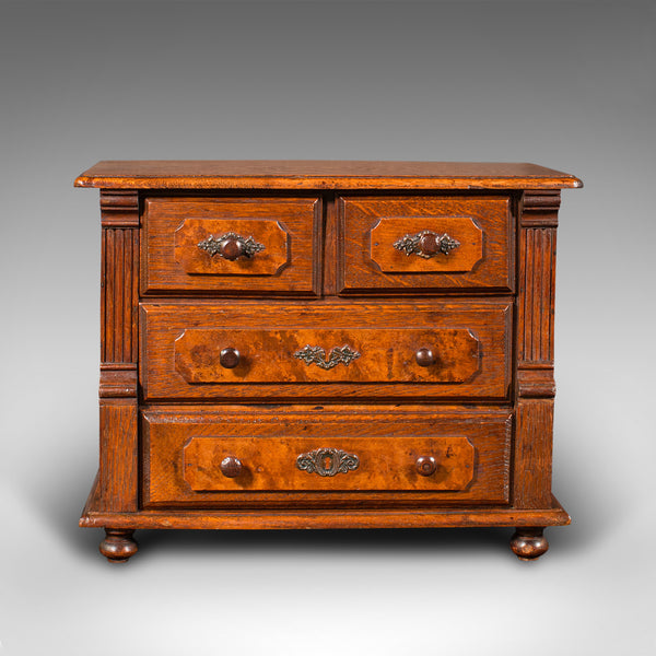 Small Antique Apprentice Chest Of Drawers, English, Oak, Decorative, Georgian