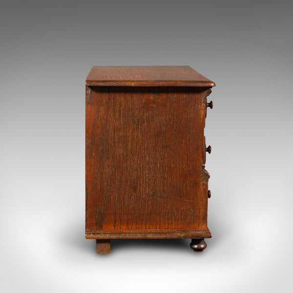 Small Antique Apprentice Chest Of Drawers, English, Oak, Decorative, Georgian