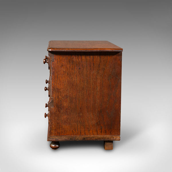 Small Antique Apprentice Chest Of Drawers, English, Oak, Decorative, Georgian