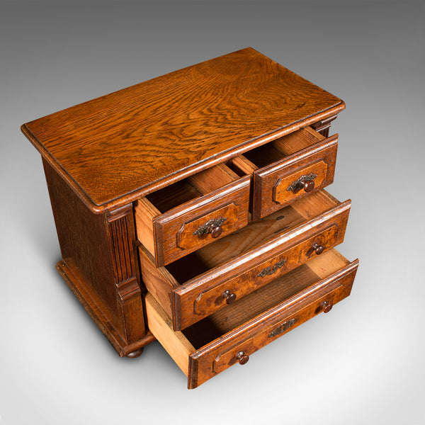 Small Antique Apprentice Chest Of Drawers, English, Oak, Decorative, Georgian