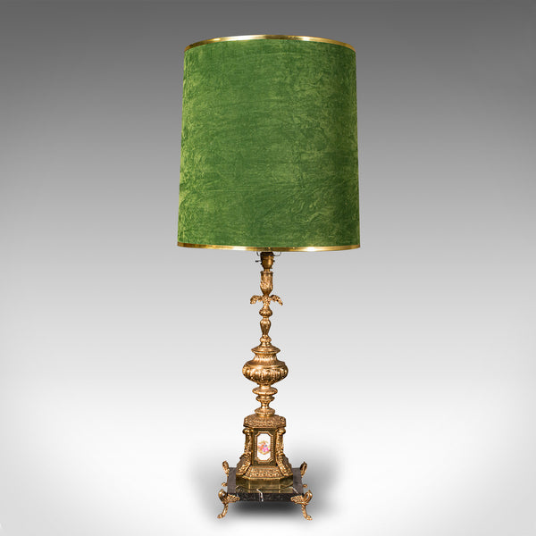 Pair Of Tall Vintage Lamps, Continental, Gilt, Marble, Centrepiece, Table Light