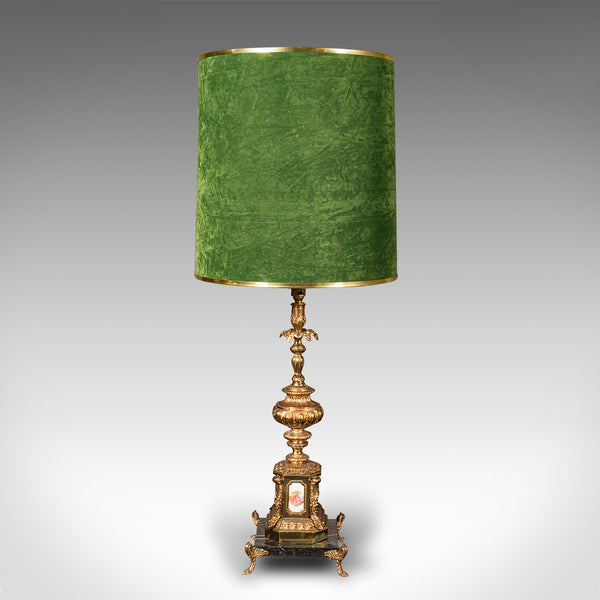 Pair Of Tall Vintage Lamps, Continental, Gilt, Marble, Centrepiece, Table Light