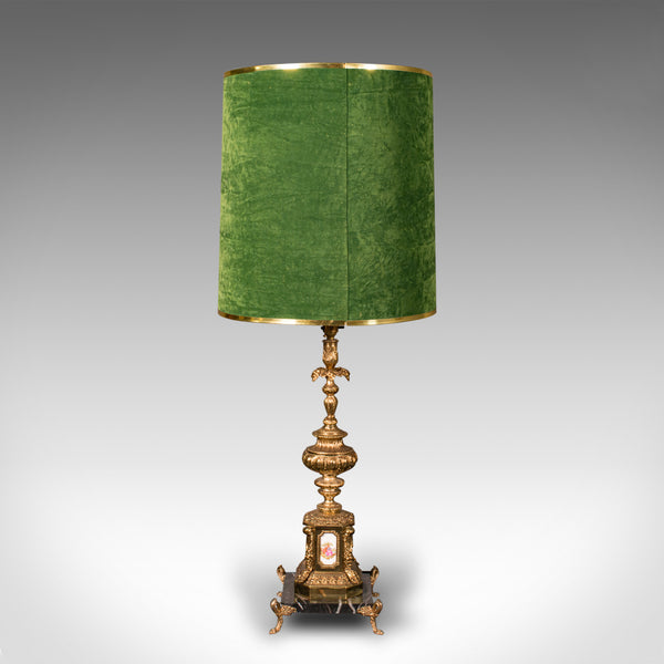 Pair Of Tall Vintage Lamps, Continental, Gilt, Marble, Centrepiece, Table Light