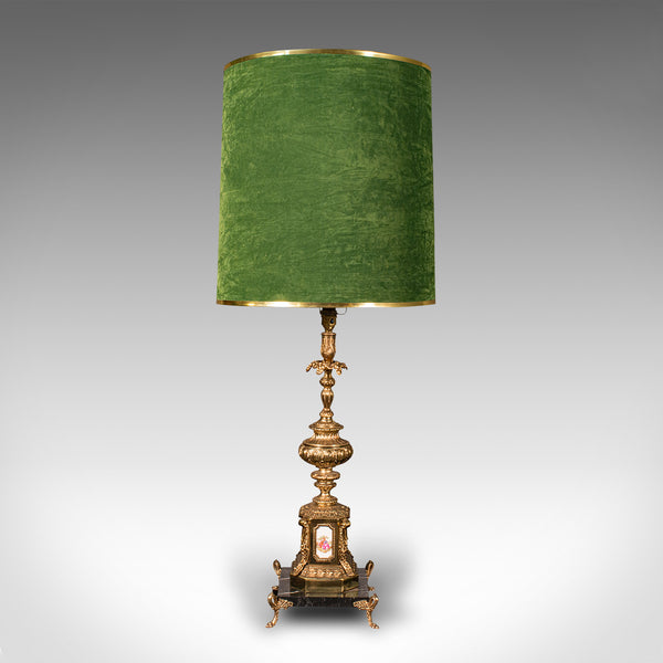 Pair Of Tall Vintage Lamps, Continental, Gilt, Marble, Centrepiece, Table Light