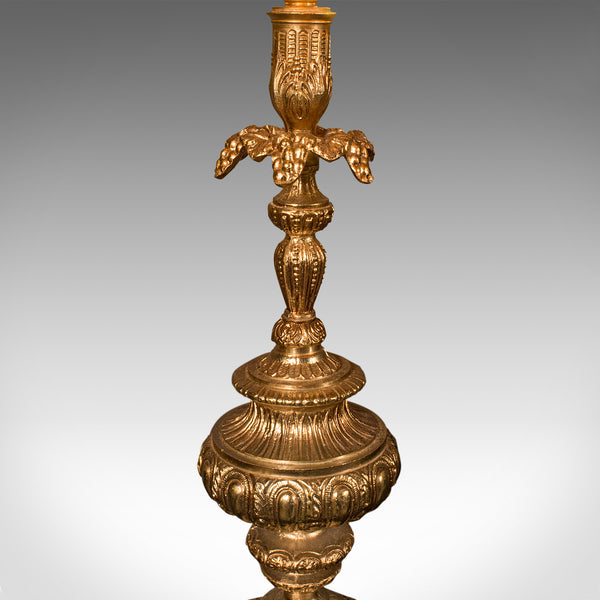 Pair Of Tall Vintage Lamps, Continental, Gilt, Marble, Centrepiece, Table Light
