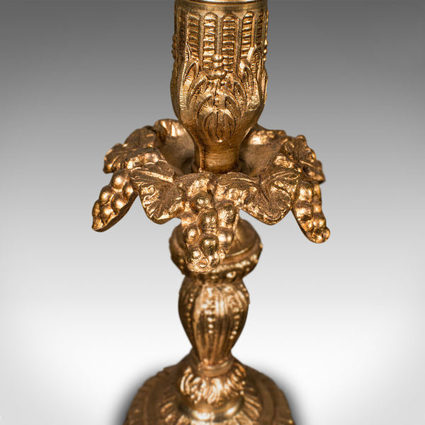 Pair Of Tall Vintage Lamps, Continental, Gilt, Marble, Centrepiece, Table Light