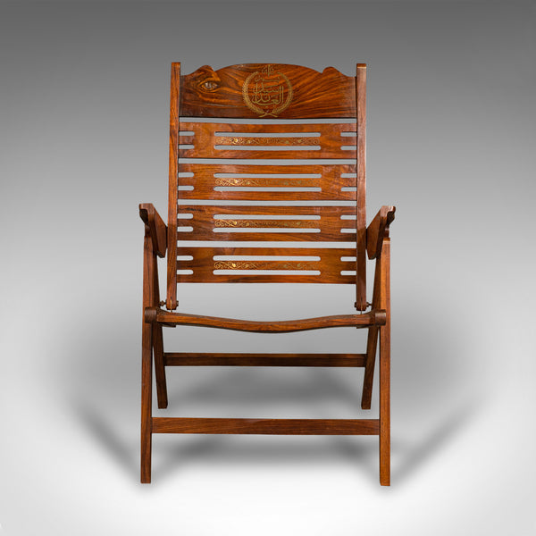Set Of 6 Vintage Terrace Chairs, Middle Eastern, Teak, Folding, Veranda, Steamer
