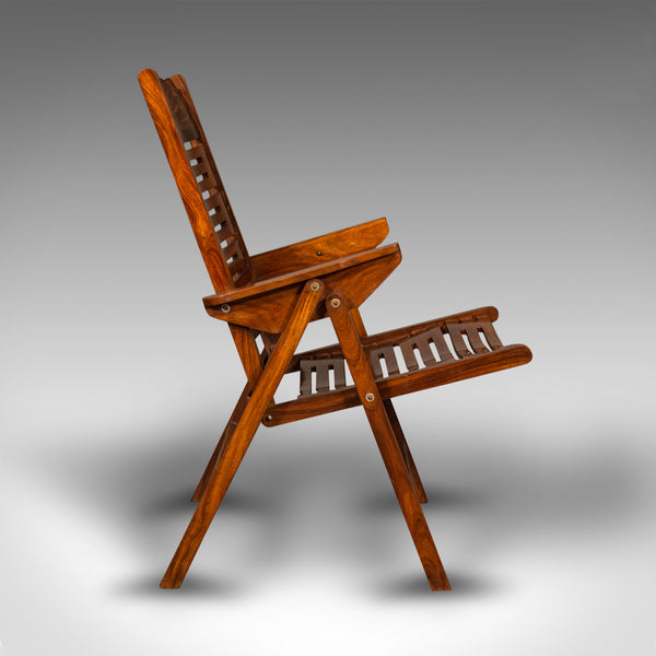 Set Of 6 Vintage Terrace Chairs, Middle Eastern, Teak, Folding, Veranda, Steamer