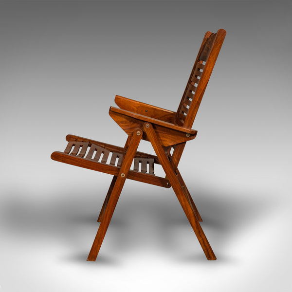 Set Of 6 Vintage Terrace Chairs, Middle Eastern, Teak, Folding, Veranda, Steamer