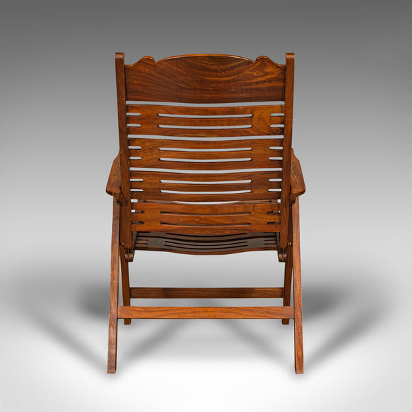 Set Of 6 Vintage Terrace Chairs, Middle Eastern, Teak, Folding, Veranda, Steamer